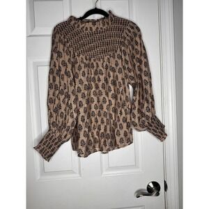 Melissa Nepton women's Adalyn smocked blouson sleeve‎ top Size Small